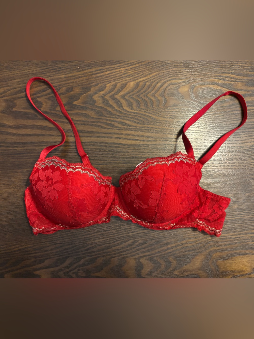 Victoria's Secret Red Lace Dream Angels Lined Demi Underwire Bra